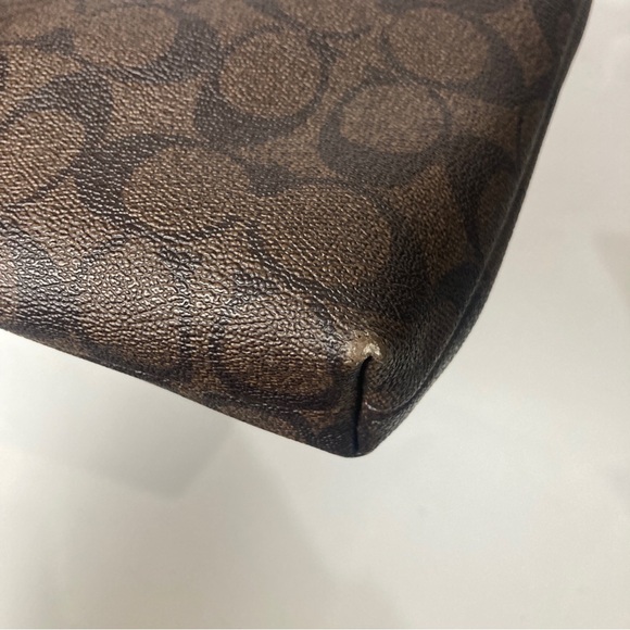 Coach Signature Print File Bag - Crossbody Dark Brown w/ Fuchsia Leather Piping - Picture 7 of 15